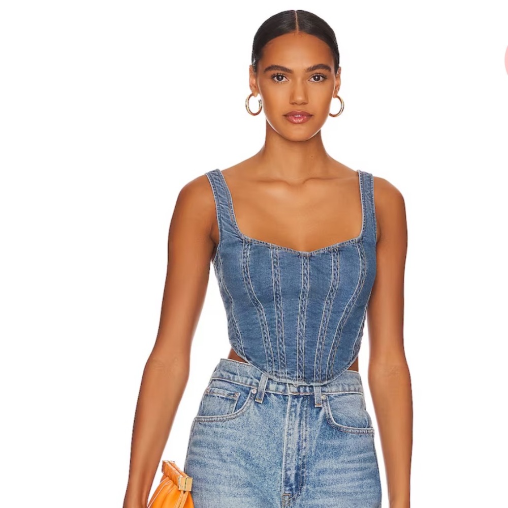 Bardot Blue Denim Corset Top